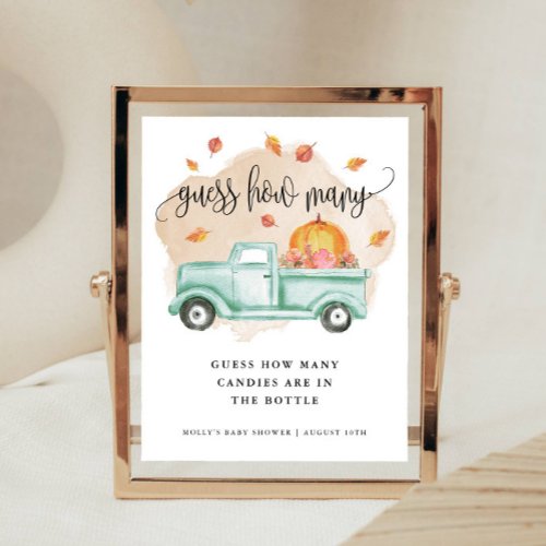 Fall Little Pumpkin Farm Truck Guess How Many Game Poster