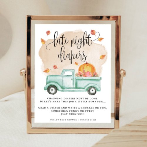 Fall Little Pumpkin Farm Truck Late Night Diapers Poster