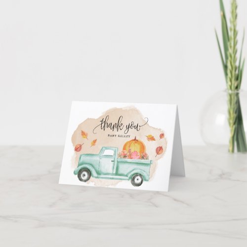 Fall Little Pumpkin Farm Truck  Thank You Card