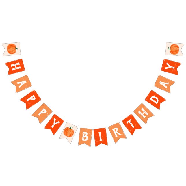 Fall Little Pumpkin Happy Birthday Bunting Banner (All)