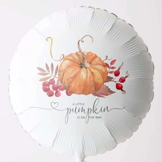 Fall little pumpkin is on the way baby shower balloon (Front)