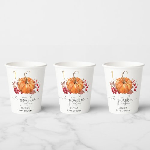 Fall little pumpkin is on the way baby shower paper cups
