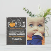 Fall Little Pumpkin Photo 1st Birthday Party Invitation (Standing Front)