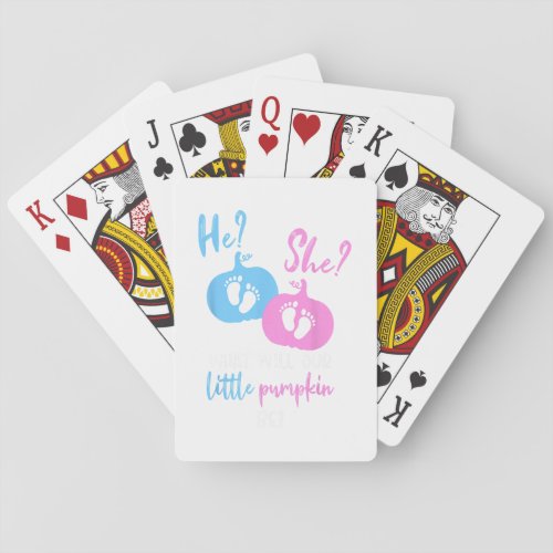 Fall Little Pumpkin Pregnancy Baby Gender Reveal P Playing Cards