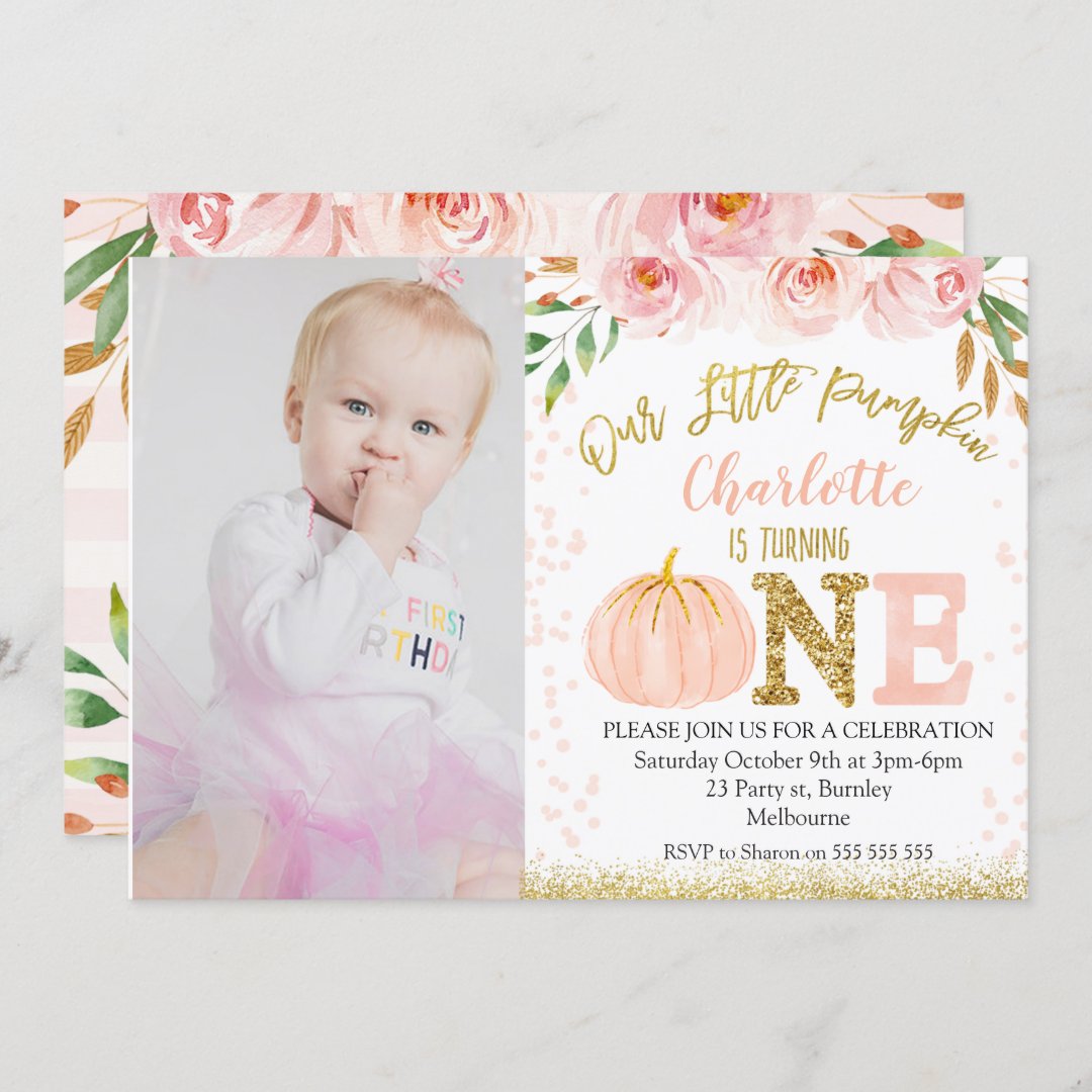 Fall Little Pumpkin Pumpkin Birthday Invitation | Zazzle