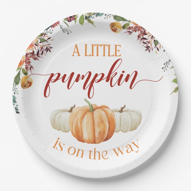 Fall Little Pumpkin  RSVP Response Card Paper Plates (Front)