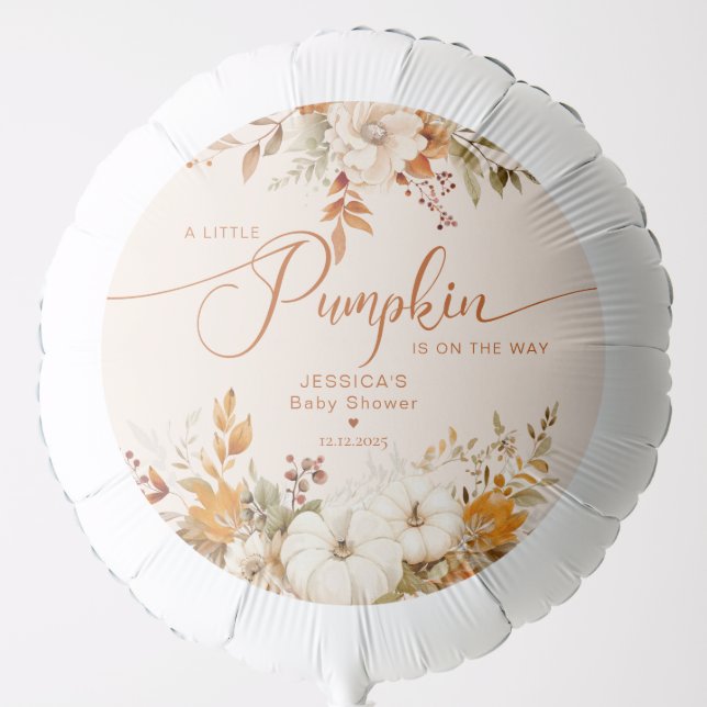 Fall little pumpkin rustic baby shower balloon (Front)