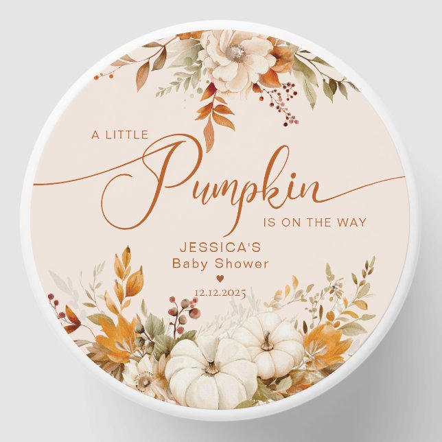 Fall little pumpkin rustic baby shower mini candle favors (Front)