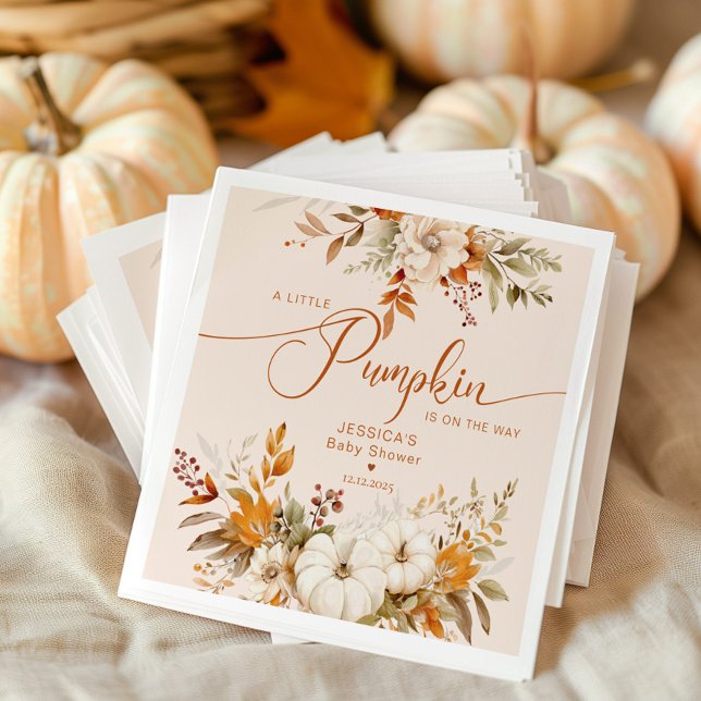 Fall little pumpkin rustic baby shower napkins (Creator Uploaded)