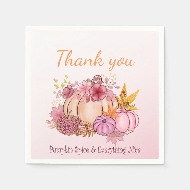 Fall Little Pumpkin Spice Nice baby Shower Party Napkins (Front)