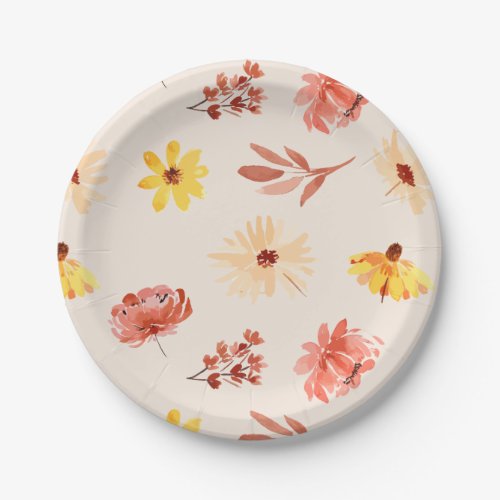 Fall Little Wildflower Birthday or Shower Paper Plates - Fall Little Wildflower Birthday or Shower Paper Plate