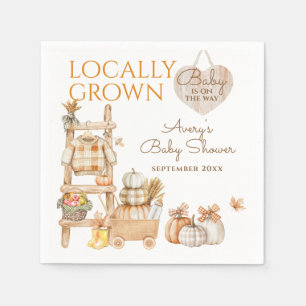 Fall Locally Grown Pumpkin Neutral Baby Shower Napkins