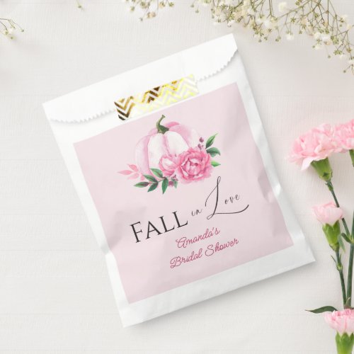 Fall Love Blush Pink Pumpkin Rustic Bridal Shower Favor Bag