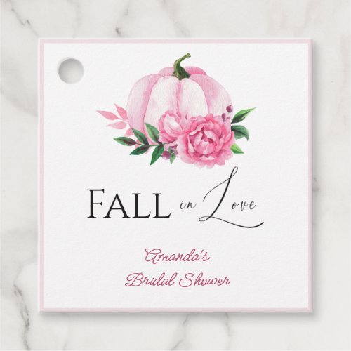 Fall Love Blush Pink Pumpkin Rustic Bridal Shower Favor Tags