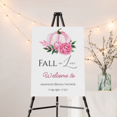 Fall Love Blush Pink Pumpkin Rustic Bridal Shower Foam Board