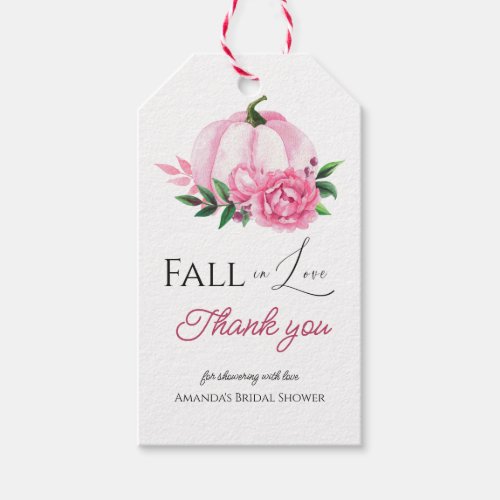 Fall Love Blush Pink Pumpkin Rustic Bridal Shower Gift Tags
