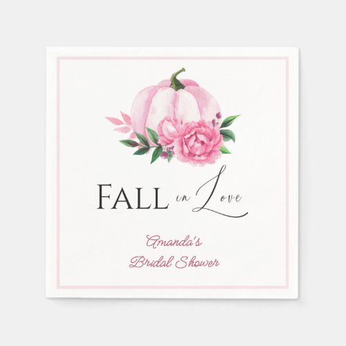 Fall Love Blush Pink Pumpkin Rustic Bridal Shower Napkins