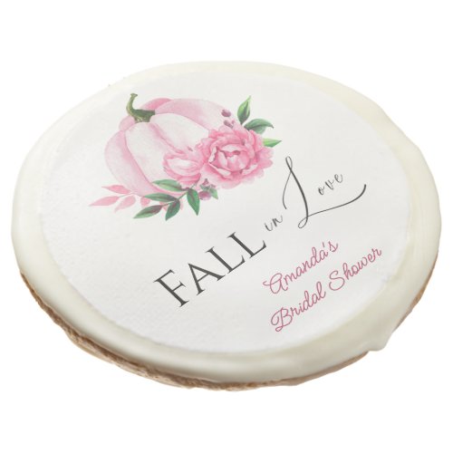 Fall Love Blush Pink Pumpkin Rustic Bridal Shower Sugar Cookie