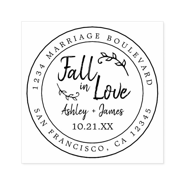 Fall Love Future Mr Mrs Wedding Date RSVP Rubber S Stamp (Imprint)