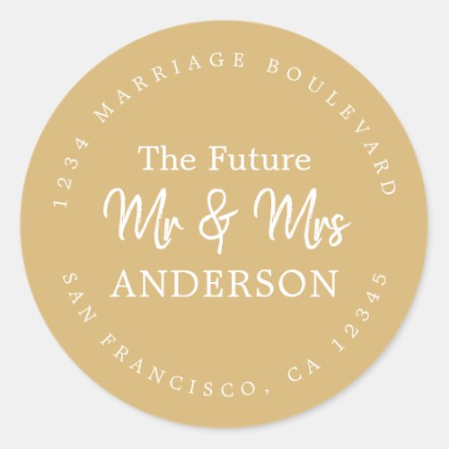 Fall Love Future Mr Mrs Yellow Return Address Clas Classic Round Sticker