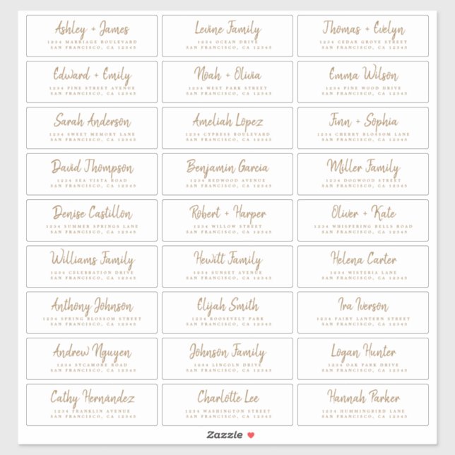 Fall Love Gold Script Guest Address Labels (Sheet)