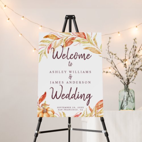 Fall Love Golden Foliage Autumn Burgundy Wedding  Foam Board