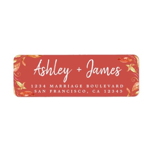 Fall Love Golden Foliage Autumn Red Return Address Label