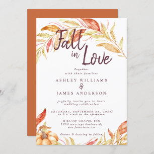 Fall Love Golden Foliage Burnt Orange Invitation