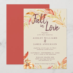 Fall Love Golden Foliage Wedding Invitation