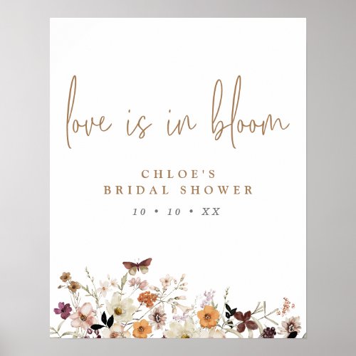 Fall Love is in Bloom Floral Bridal Shower Welcome Poster