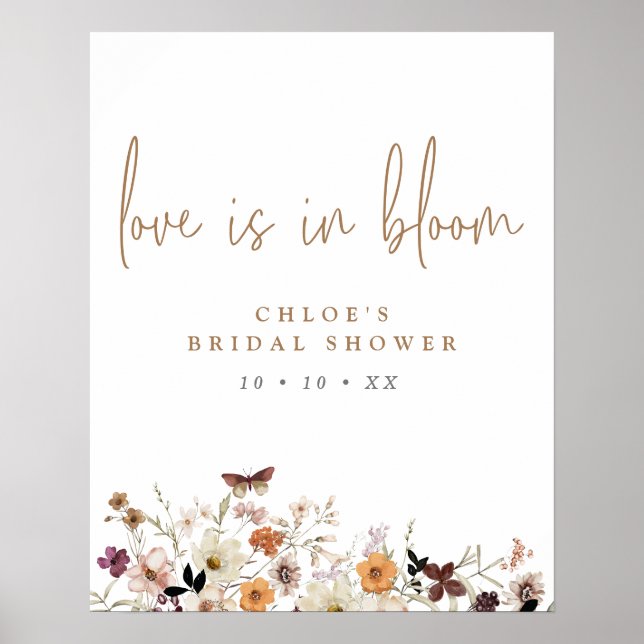 Fall Love is in Bloom Floral Bridal Shower Welcome Poster (Front)
