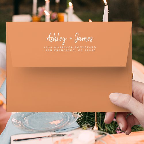 Fall Love Orange Wedding Return Address Envelope
