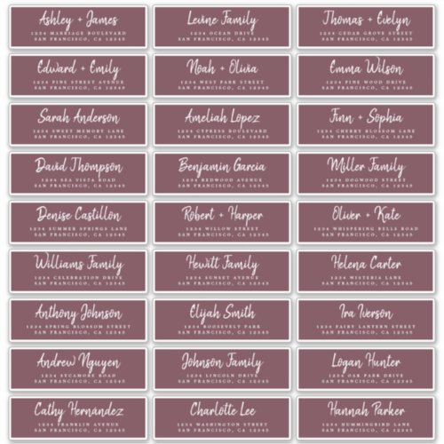 Fall Love Script Burgundy Guest Address Labels