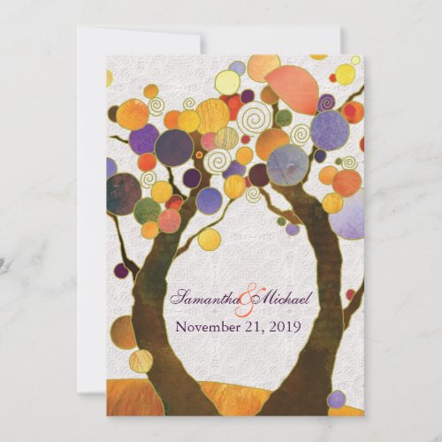 Fall Love Trees Modern Wedding Invitations