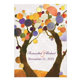 Fall Love Trees Modern Wedding Invitations