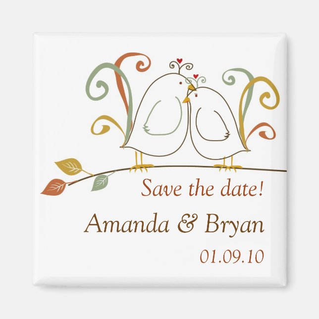 Fall Lovebirds Save the Date Magnets (Front)