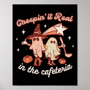 Fall Lunch Lady Retro Halloween Cafeteria Pumpkin Poster