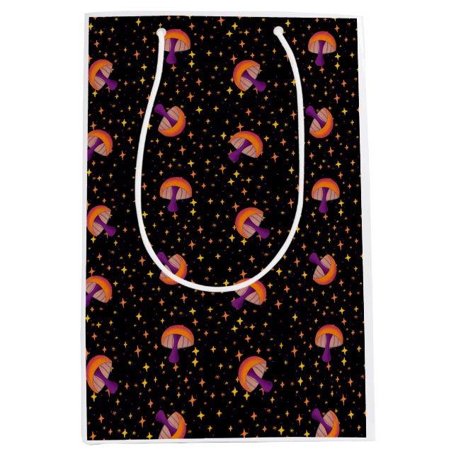 Fall magic mushrooms_black medium gift bag (Front)