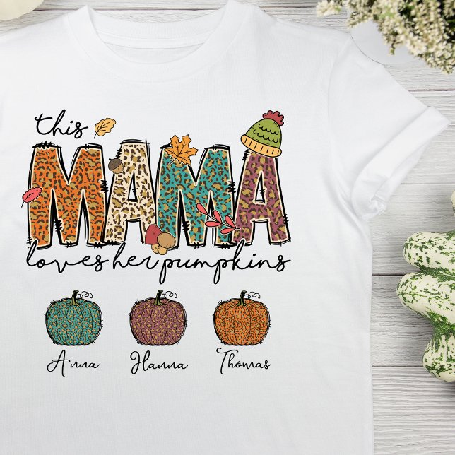 Fall Mama Love Her Pumpkin Leopard  T-Shirt (Creator Uploaded)