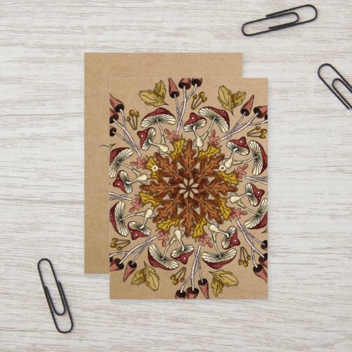 Fall mandala art autumn colors wood business card