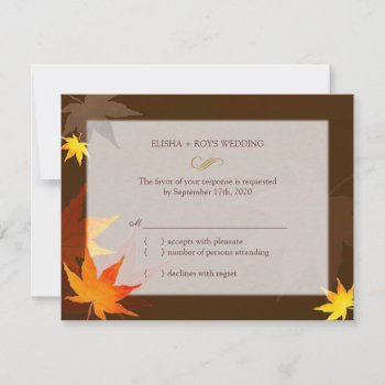 Fall Maple Brown Wedding Rsvp by BridalHeaven at Zazzle