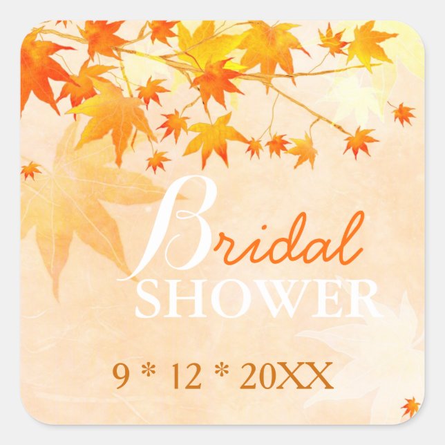 Fall Maple Elegance Bridal Shower Square Sticker (Front)