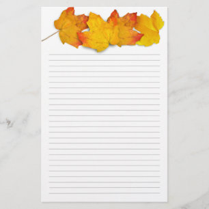 Fall Maple Leaf Border, Lined Writing Paper