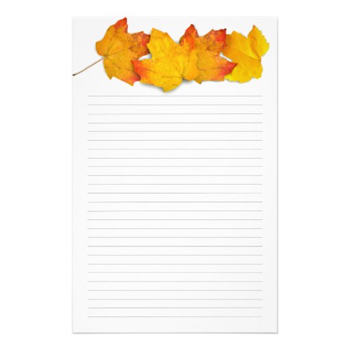 Fall Maple Leaf Border, Lined Writing Paper | Zazzle