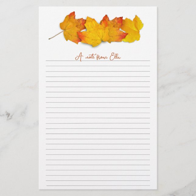 Fall Maple Leaf Border, Lined Writing Paper (Front)