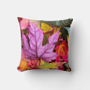 Fall maple leaf colorful autumn foliage photo throw pillow
