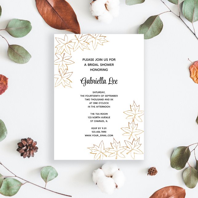 Fall Maple Leaf Edge Bridal Shower Invitation (Fall in love with this autumn leaves bridal shower invitation.)