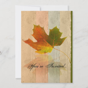 Fall Maple Leaf on Paper Wedding Invitation