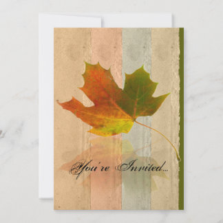 Fall Maple Leaf on Paper Wedding Invitation