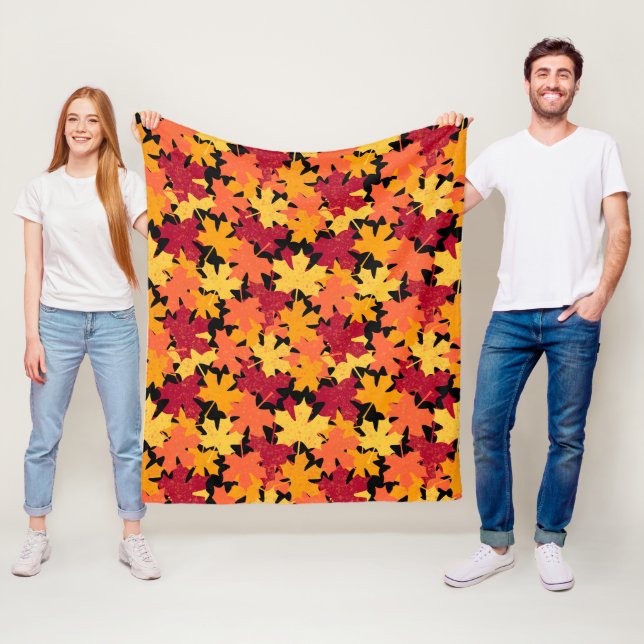 Fall Maple Leaf Pattern Fleece Blanket (In Situ)